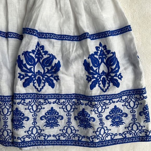 Zara Embroidered Blue and White Midi Skirt - Picture 10 of 16